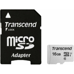 Карты памяти Transcend TS16GUSD300S-A microSDHC UHS-I U1, переходник SD